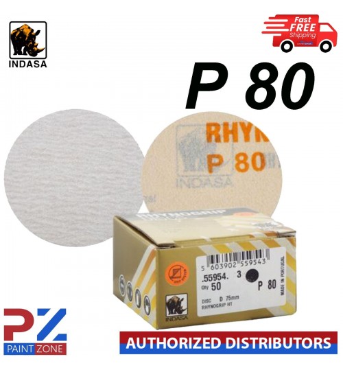 Indasa Rhynogrip HT Line 75mm 3" Sanding Discs P80 Box of 50 Grip System